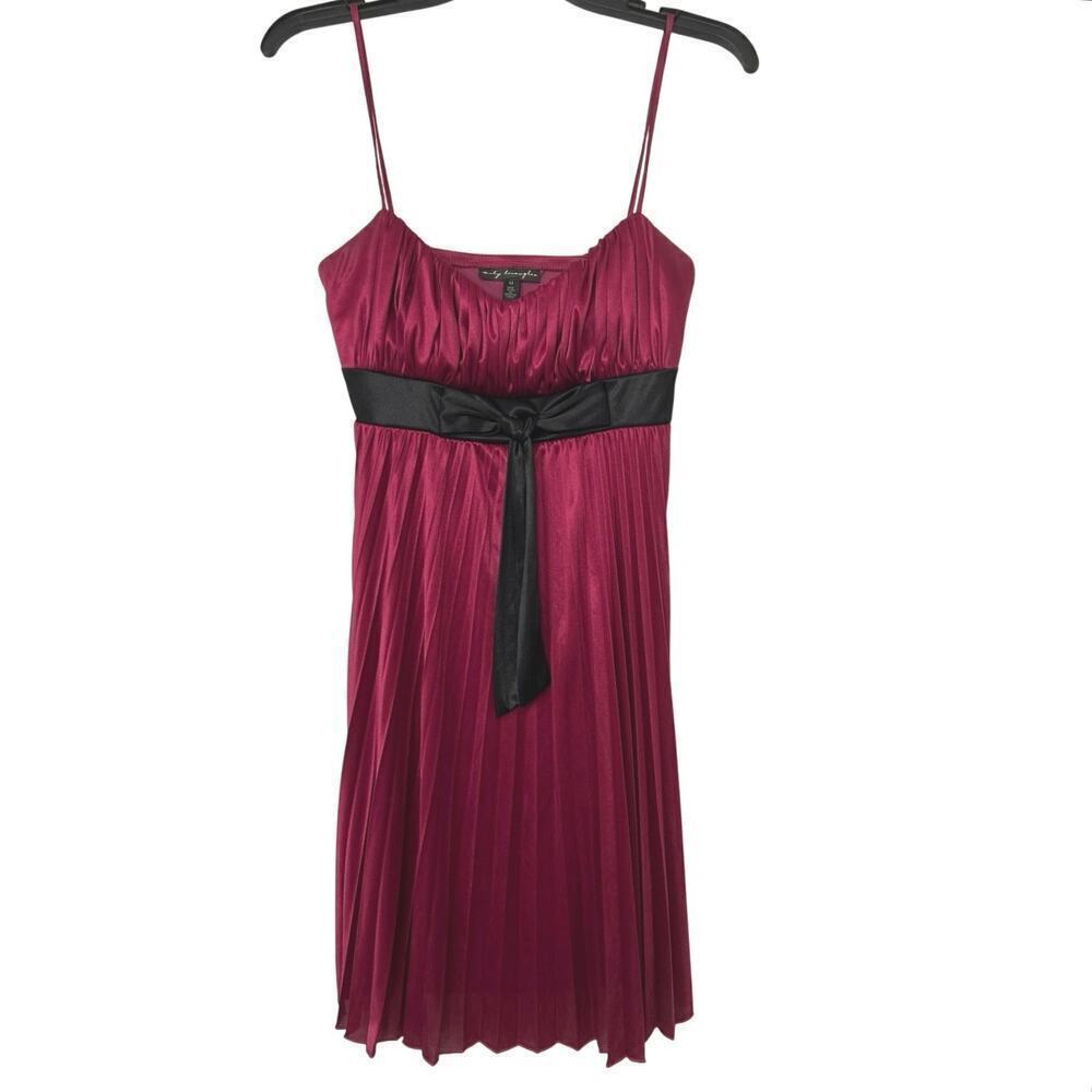 Vintage Y2K City Triangles Fuchsia Pink Pleated Baby Doll Coquette Dress M Party